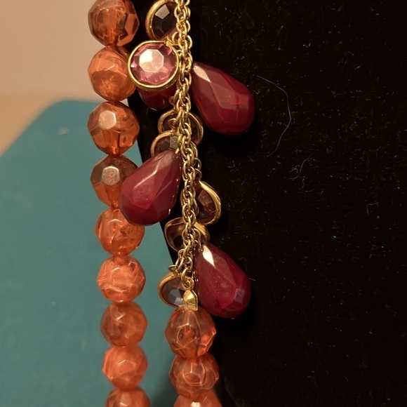Lydell NY Vintage Double strand faceted pink, cranberry and purple bead necklace - Picture 3 of 6